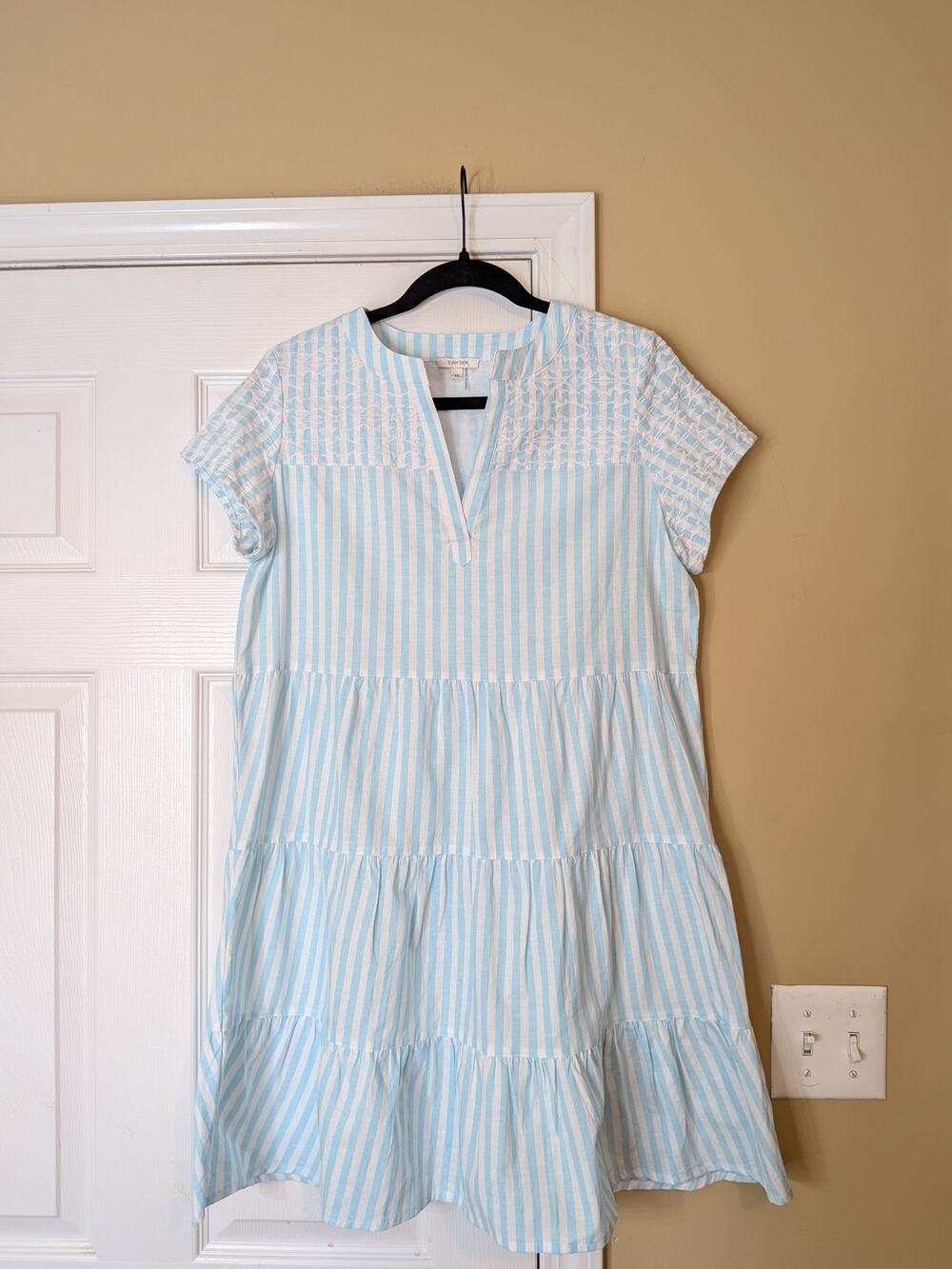 Tyler Boe Blue White Striped Tiered Dress Size XS Preppy Coastal